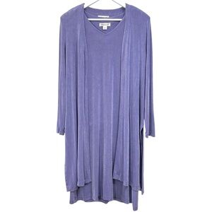 Coldwater Creek Vintage Lilac Purple Dress Duster Cardigan SET womens Size Large